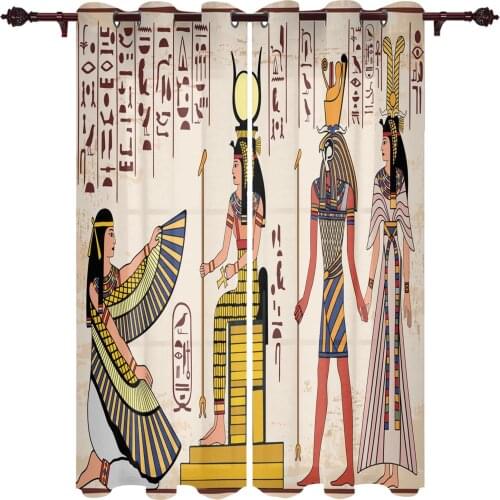 Egyptians Ancient Culture Murals Kitchen Curtain Kids Bedroom Living Room Balcony French Windows Curtain Fabric Pergola Bathroom