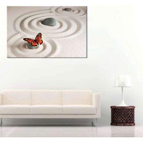 JHLJIAJUN Modular Pattern Butterfly Stone And Sand Canvas Painting Nordic Wall Print And Poster Dining Living Room Home Decor