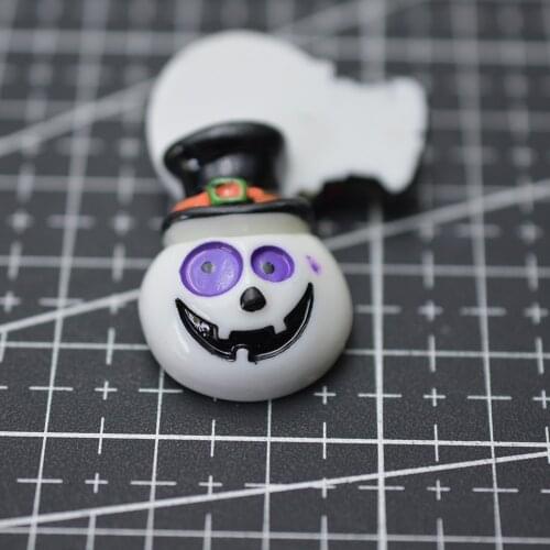 1pcs/lot resin flat back white Mr.ghost 27mm Hallowmas Cabochons Hair Bow Center Card Frame Making Craft DIY