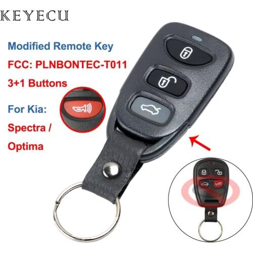 Keyecu 4 Buttons Modified Remote Control Car Key Fob for Kia Optima Spectra 2003 2004 2005 FCC: PLNBONTEC-T011