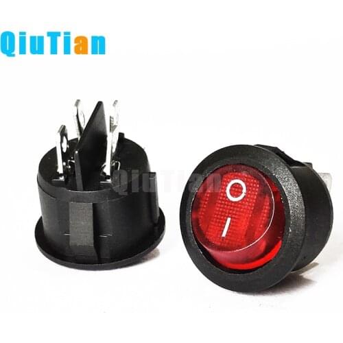 KCD1 224N Round Rocker Switch With Light 4 Pin 6A 250V/10A 125VAC Boat Switch Snap-in SPST ON OFF Rocker 2 Position Switch