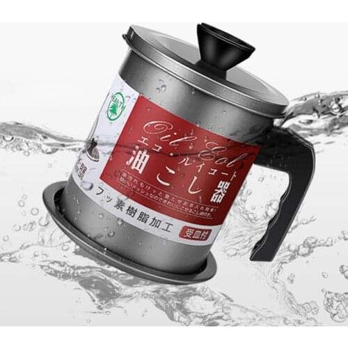 Lard Tank Oil Separator Storage Filter Pot Stainless Steel Bottle w/ Dust Cover for Household Kitchen Easy Supplies