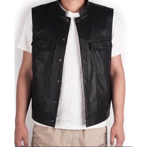 Classic Fashion New Product Motorcycle Rider Leather Vest Mens Leather Sleeveless Jacket Cowhide/Sheepskin Asian Size S-3XL Men