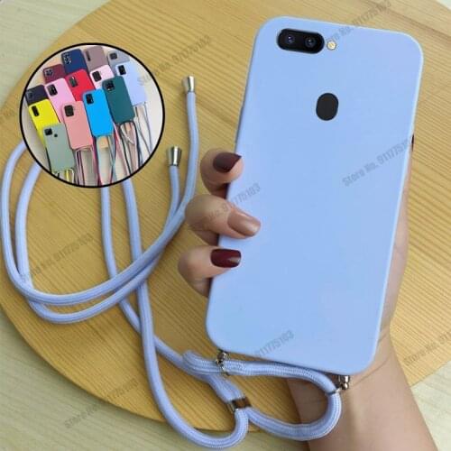 Soft TPU Protective Matte Phone Case For Oppo R11S R11 R9S R9 F1 Plus Crossbody Lanyard Strap Rope Cord Cover For Oppo R17 Pro