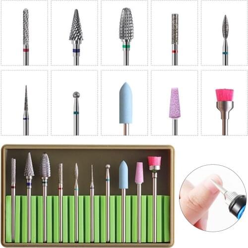 Manicure Set 10Pcs Nail Boren Voor Elektrische Boor Manicure Machine Mill Cutters Voor Verwijderen Gel Vernis