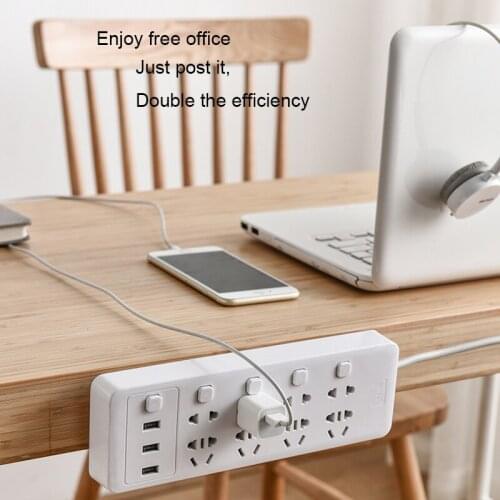 Wall-Mounted Sticker Punch-free Plug Fixer Home Self-Adhesive Socket Fixer Cable Wire Organizer Seamless Power Strip Holder
