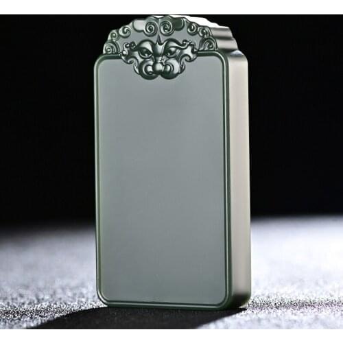 Natural black green jade pendant hollow handcarved jade pendants brand jade jewelry jadeite jade necklace men women