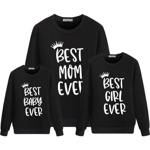 Mother Daughter Matching Clothes Mommy And Me Outfits Best Mom Girls Sweatshirt Woman Kids Baby Girl Winter Sweater Family Look