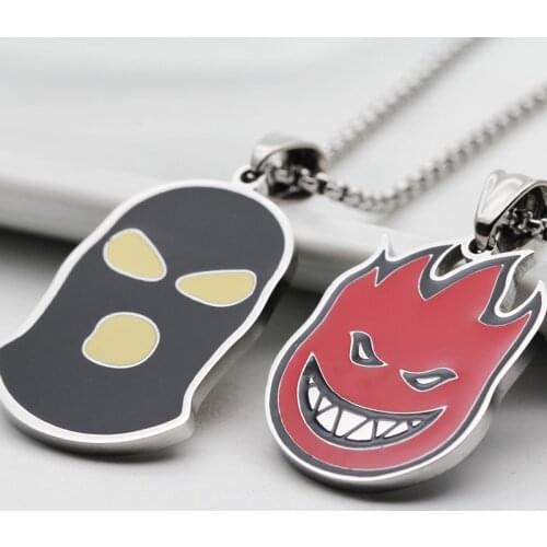 Necklaces men hip hop Gangster fireman Headgear pendants Flame boy stainless steel chains necklace jewelry on the neck wholesale