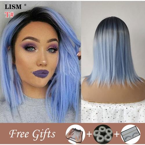 Peluca Corta De Pelo Natural Perruque Caramel Sirenita Lolita Wig Peruca Loira Cosplay Ombre Synthetic Wigs Bangs Harajuku