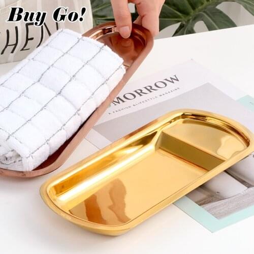 Stainless Steel Towel Tray Storage Napkin Tissue Plate Tea Tray Fruit Snack Candy Dish Dessert Tray Cosmetics Jewelry Organizer
