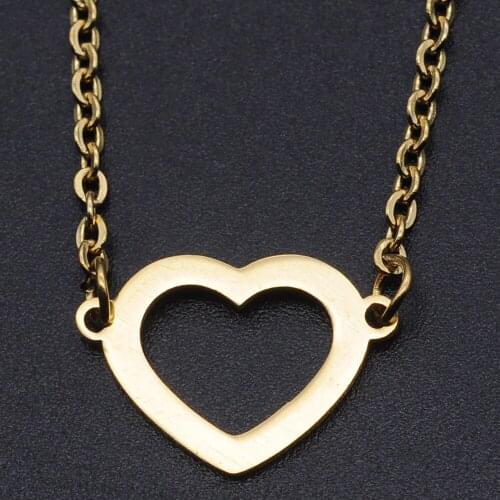 Simple Heart Stainless Steel Charm Necklace for Women Dainty Steel Necklaces Dropshipping Fashion Jewelry Necklaces Wholesale