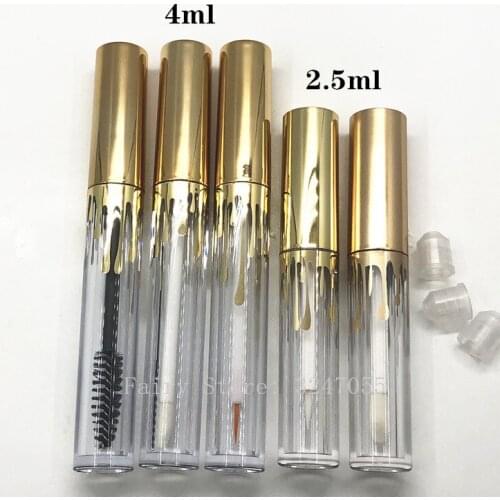 10-100pcs 2.5ml 4ml Empty Lip Gloss Tubes,Water drop Clear Mascara Tubes with Gold Cap,wave Eyeliner bottle Refillable Container