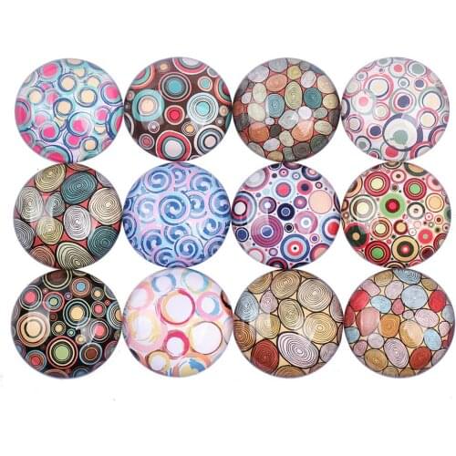 Reidgaller Colored Circle Pattern Photo Glass Cabochon 8mm 12mm 20mm 16mm Diy Earrings Bracelets Findings For Jewelry Making