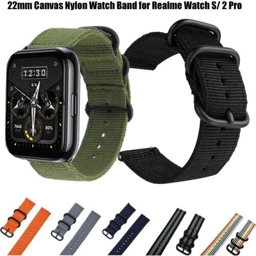 Three buckles Nylon Fabric Strap Replacement Band For Realme Watch S Pro 22mm band Replacmenet Bracelet For Realme Watch 2 2 Pro