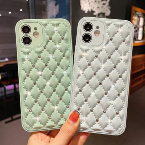 Luxury Lambskin Glitter Jewelled Phone Case for iPhone 12 Pro MAX 11 XS MAX XR X 7 8 Plus Bling Flash Drilling Damond Soft Cover