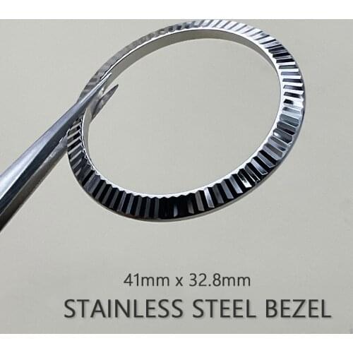Luxury Steel Fluted Bezel 41mm Suit for Day-Date/Sky-Dweller Silver/Golden Watch Case Ring Replacement Rlx Watch Repair Parts