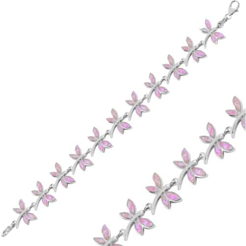 Silver 925 Sterling Dragonfly Opal Gemstone Bracelet