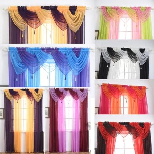 Modern Solid Color Window Tulle Curtains For Living Room Bedroom Organza Voile Curtains Hotel Decoration Blue Sheer Curtains