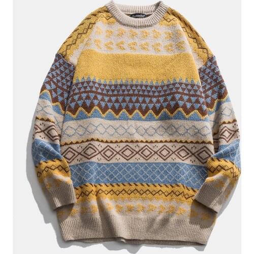 Vintage Striped Sweater Men Clothes Pullover Men Sweater Jumper Mens Sweater Knit Printing Dyeing M-2XL 2021 Spring New Arrival