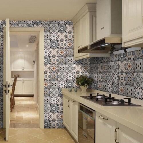 Retro living room bedroom wallpaper wall nordic simulation tile sticker kitchen oilproof sticker bathroom waterproof sticker