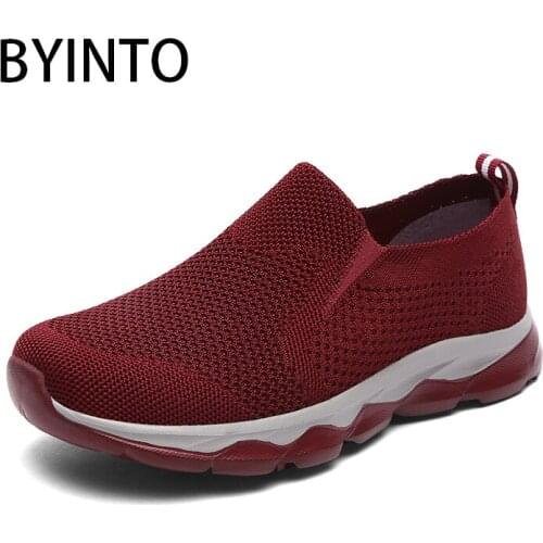 Safety Walking Shoes Slip-on Breathable Mesh Women Sneakers Jogging Tennis Fitness Gym Sock Sport Shoes Tenis Feminino Masculino