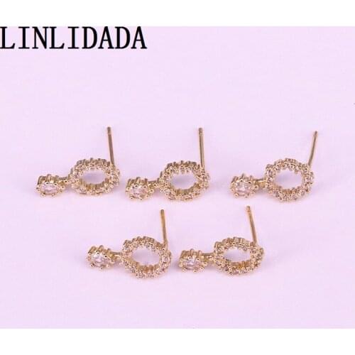 10Pair Wholesale Gold Color Clear CZ Zirconia Stud Earrings Jewelry