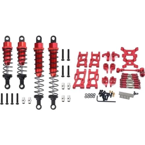 2 Set RC Car Part: 1 Set Oil Filled Shock Absorber & 1 Set Swing Arm Steering Cup Shock Tower Upgrade Accessories Kit