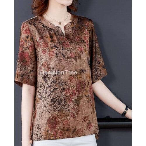 2021 traditional chinese clothing women tops blouses flower print silk shirt oriental female hanfu female china cheongsam tops