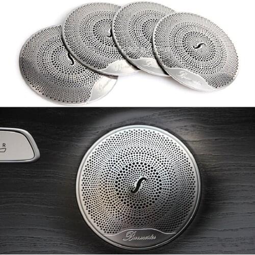 For Mercedes Benz C E GLC W213 W205 Car Door Audio Speaker Loudspeaker Decorative Cover Stickers stainless steel Car-styling 4pc