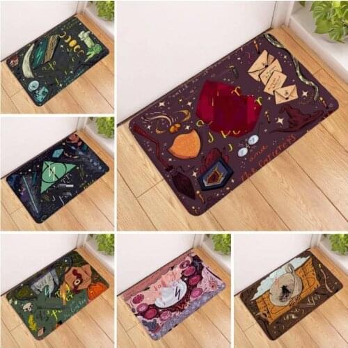 40*60cm Harri Plush Carpet Potter Death Hallows Magic Hat Golden Snitches Action Figure Foot Pad Rug Cotton Gifts