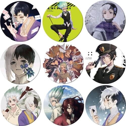 Anime Dr.Stone Cosplay Badge Brooch Pins Badges for Backpacks Children Gift