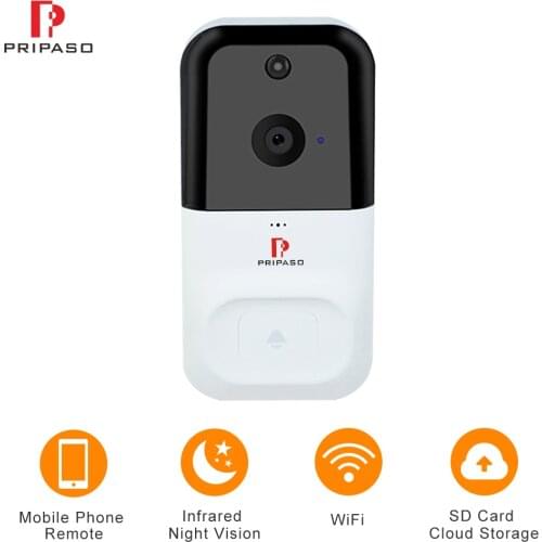 Pripaso Smart Wireless Wifi Video Doorbell 720P Intercom Phone Call Door Bell IP Camera Infrared Night vision Support TF Card