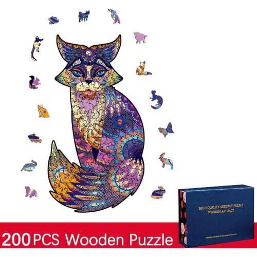 Wooden Jigsaw Puzzles 200 Pieces/Set Colorful Unique Animal Shape Puzzles Best Gift For Adults Kids Family Game Play Collection