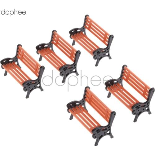 Dophee 5PCS Model park bench 1:30 Mini Garden Ornament Miniature Park Bench Craft DIY House Decor Bench Model