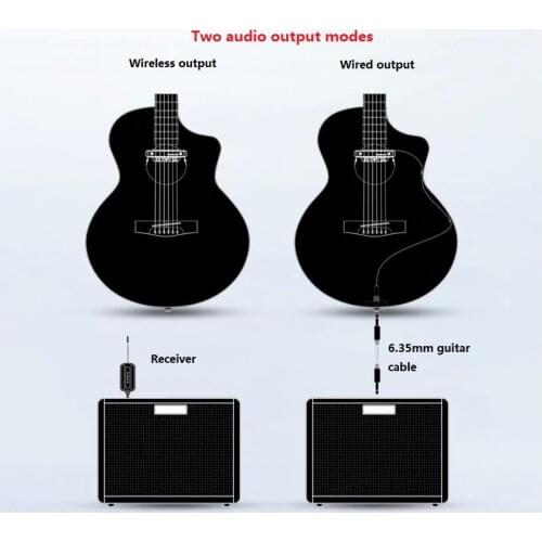Double X2 wired and wireless acoustic guitar pick up combine humbucking magnetic pickup and microphone