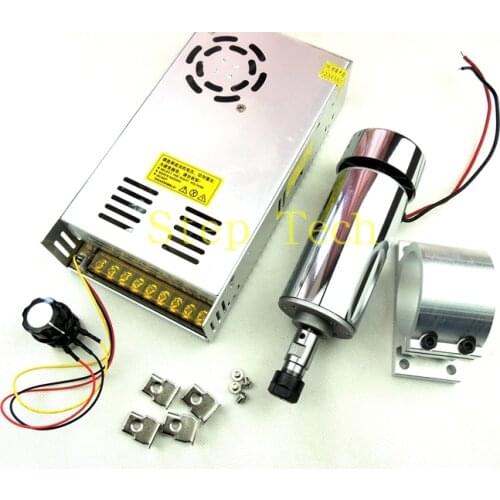 DC12-48V 0.4kw spindle motor ER11 chuck CNC 300W Spindle Motor+52mm mount bracket+Power Supply speed governor