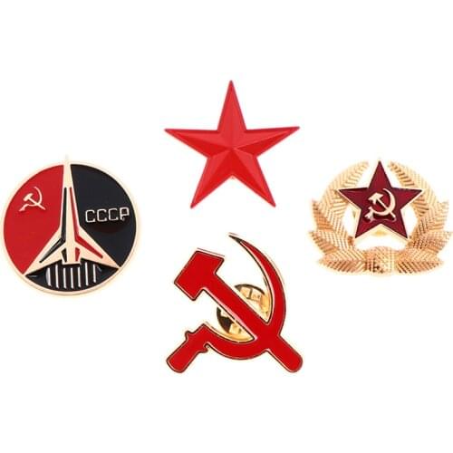 Retro USSR Symbol Enamel Pin Red Star Sickle Hammer Cold War Soviet CCCP Brooch Gift icon Badge lapel pin For Coat Cap