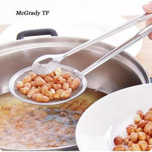 Filter Spoon With Food Clip Kitchen Oil-Frying BBQ Filter Stainless Steel Clamp Strainer Set Kitchen Tongs Kitchen Tools
