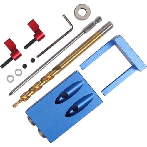 Pocket Hole Jig Kit System For Wood Working & Joinery + Step Drill Bit & Accessories Wood Work Tool Set With Box