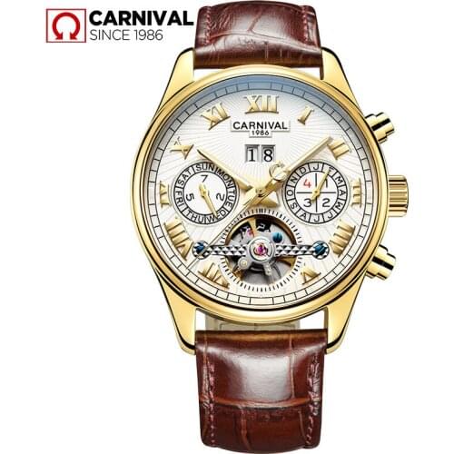 CARNIVAL Watches Men Luxury Top Brand tourbillon Mechanical Watch Fashion business sport casual Wristwatch relogio masculino