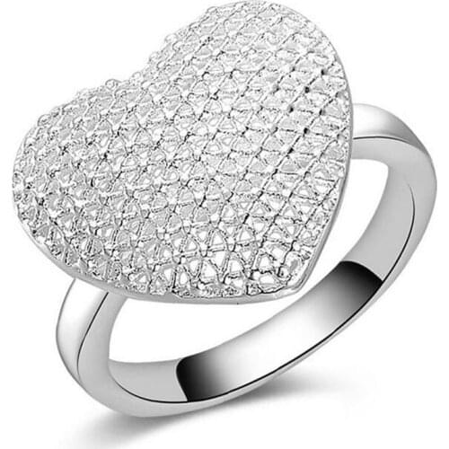 Classic style 925 silver heart-shaped ring trend of the trend of neutral mens ladies Valentines Day gift explosion # 104