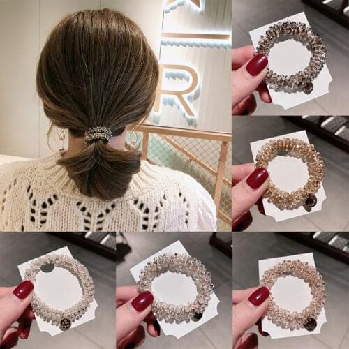 Korean Pearl Crystal Scrunchies Hair Ties Rhinestone Elastic Hairbands Ponytail Holders Women Hair rope Bands Hair accessories
