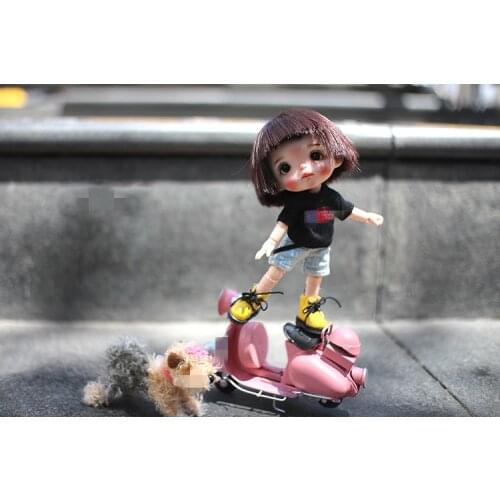 OB11 doll shoes are suitable for 1/12 size stylish round head lace-up boots with glitzy Martins boots in black and white powder