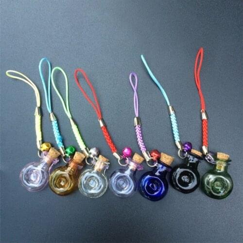 Mini Glass XO Bottles Pendants with Chain Small Wishing Bottles Glass Vial Arts Jars For Key Bracelets Gift Bottles 7pcs/lot