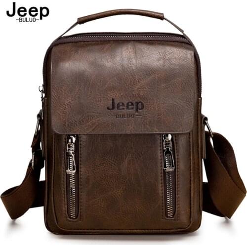 JEEP BULUO Famous Brand Mans Tote Hand Bag Crossbody New Men Fashion Messenger Shoulder Bags Business Casual Daypacks PU