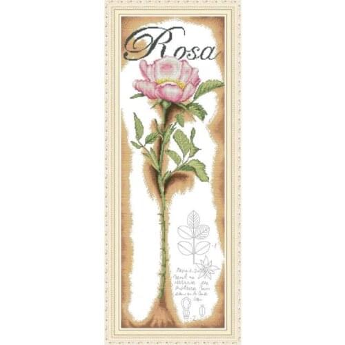A pink rose cross stitch kit aida 14ct 11ct count print canvas cross stitches needlework embroidery DIY handmade
