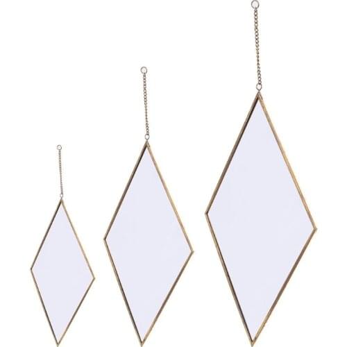 Rhombus Wall Hanging Mirror Gold Dressing Table Makeup Mirrors Bedroom Decor