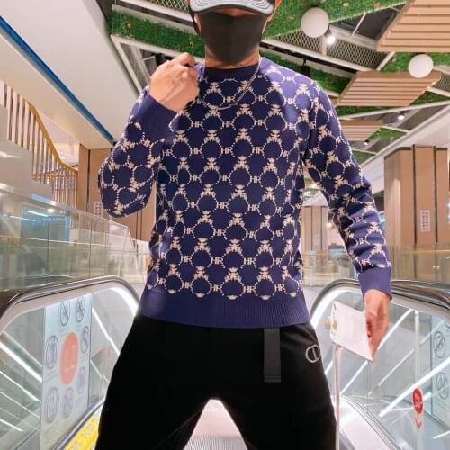 Fall/Winter 2021 Mens O-Collar Slim Knitting Fashion Simple Retro Casual Sweater