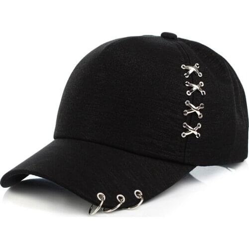 Q Chic Baseball Cap Piercing Ring Design Solid Color Casual Hip Hop Snapback Adjustable Men Women Hat UV Protections Accessories